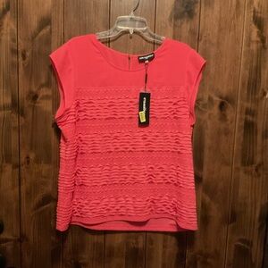Karl Lagerfeld Vibrant Coral Textured Blouse